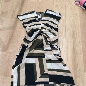 Banana Republic Black and Cream Midi Dress